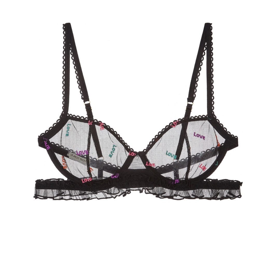NWT LE PETIT TROU Love Cut Out Underwire Bra with Frills